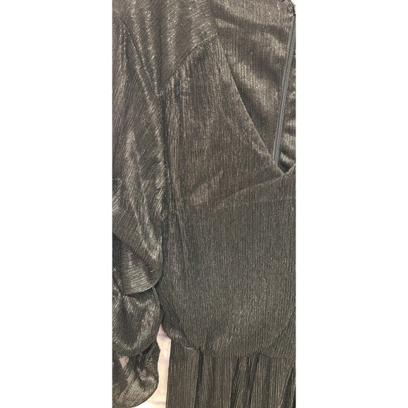 Vince Camuto Black Metallic Ribbed Puff Sleeve Jumpsuit Women's Size S - Picture 4 of 12